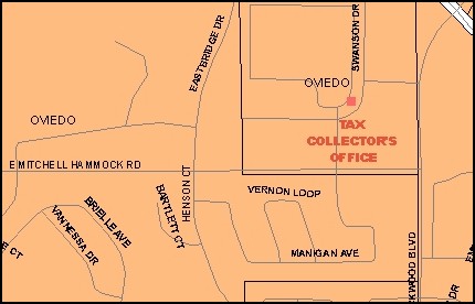 Map location of Tax Collector's Office - Oviedo