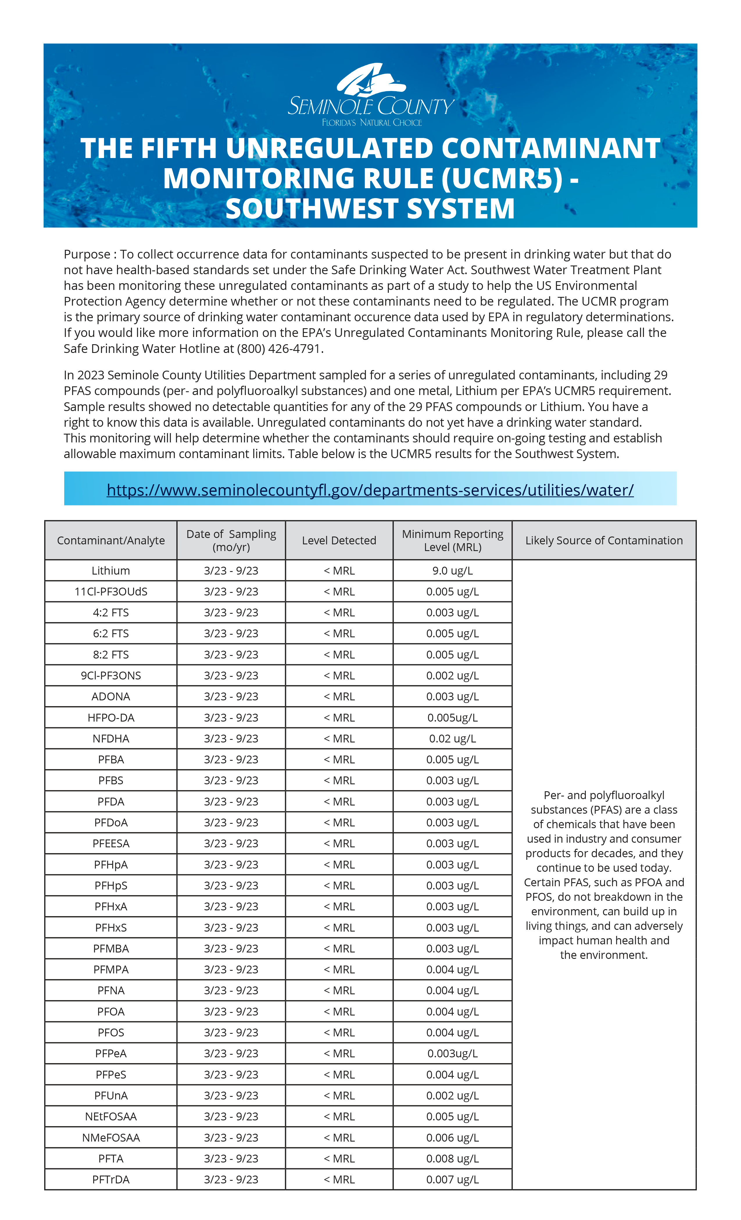 Utilities UCMR Fact Sheet ADA