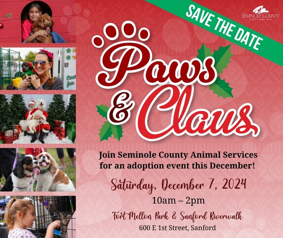 Paws & Claus Seminole County Animal Services holiday adoption event