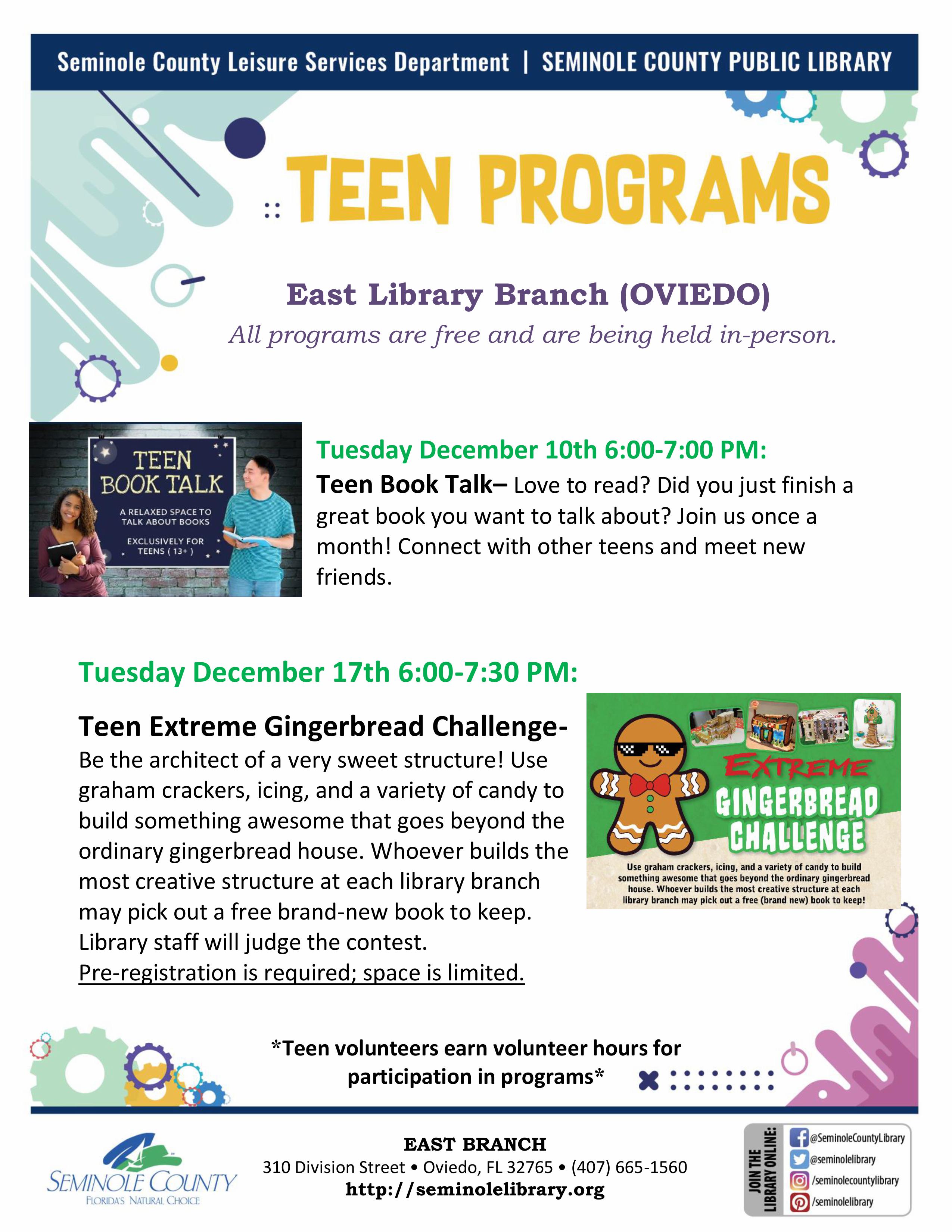 East Branch Teen Programs - December 2024