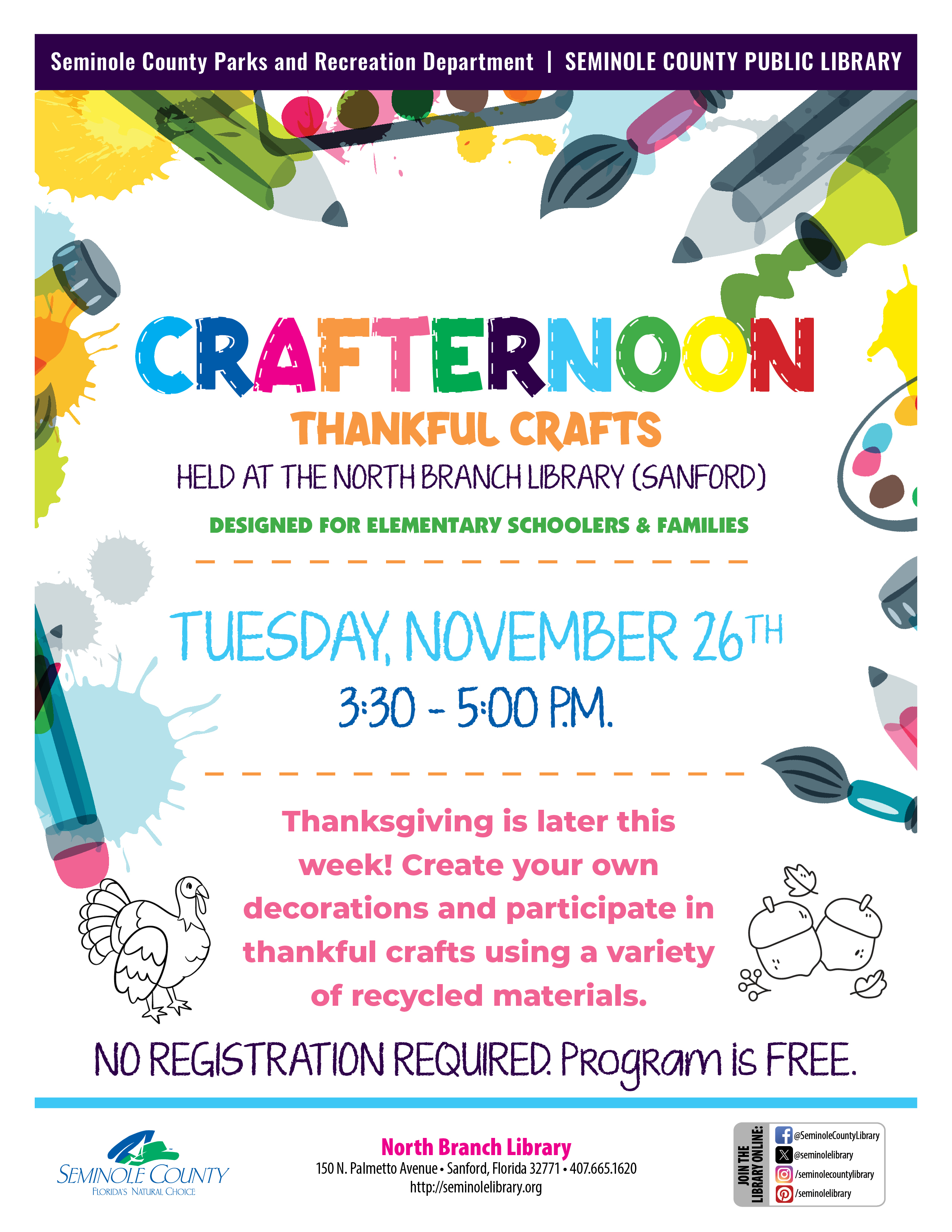 Crafternoon - Thankful Crafts - North Branch Library